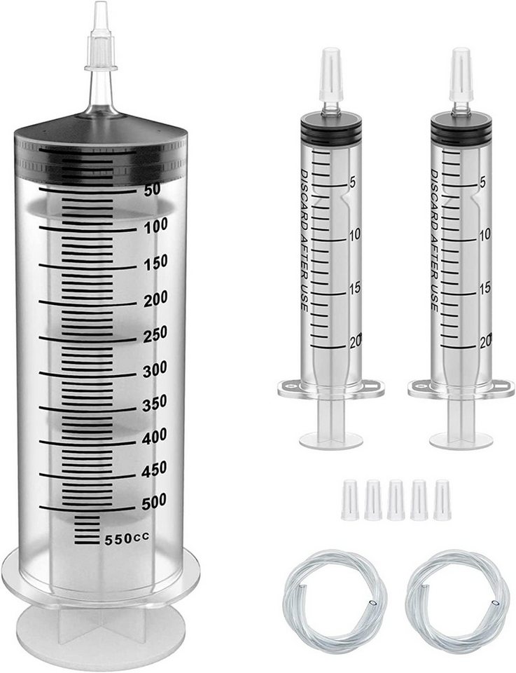 FELIXLEO Einwegspritze Spritze 500ml Plastikspritze mit Schlauch für Futter Öl Bremsen, (1-St) von FELIXLEO