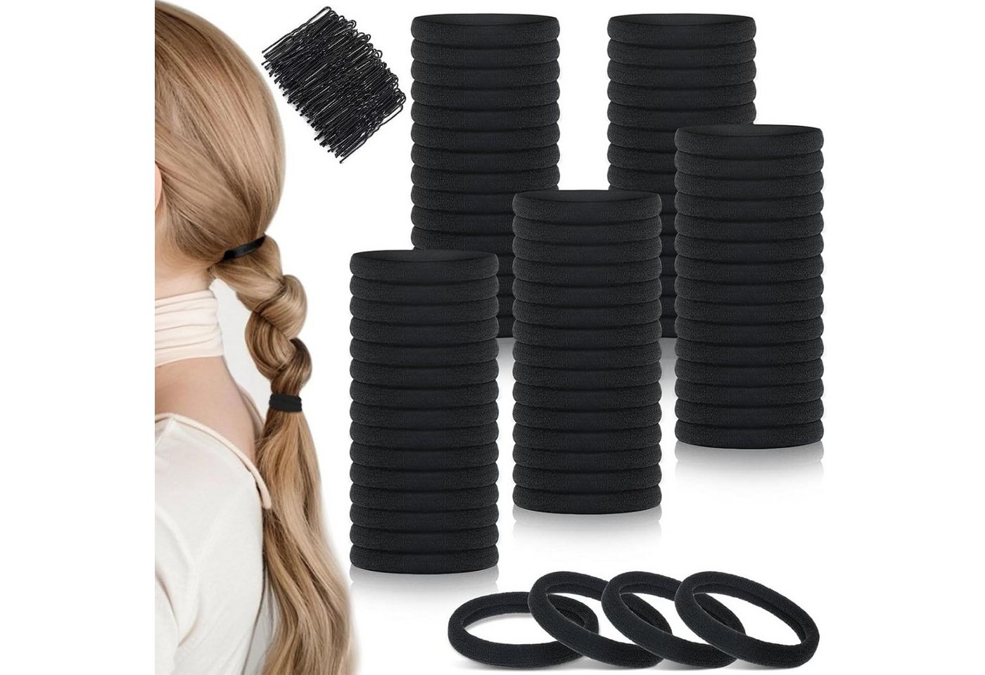 FELIXLEO Haargummi 100er Elastische Haargummis Baumwolle Ohne Metall Nahtlos für Frauen, 1-tlg. FELIXLEO Haargummi 100er Elastische Haargummis Baumwolle Ohne Metall Nahtlos für Frauen, 1-tlg. von FELIXLEO