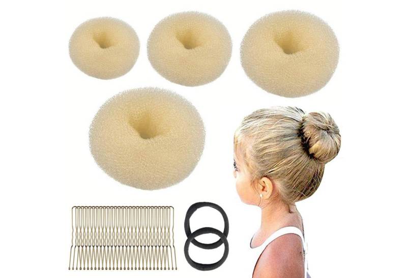 FELIXLEO Haarnadeln 4 Stück Donut Hair Bun Maker Set für Kinder Mädchen Frauen (beige 2), 1-tlg. von FELIXLEO