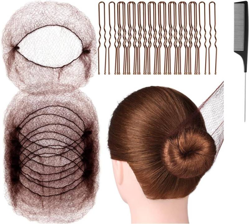 FELIXLEO Haarnetz 20 Stück Bun Netze,Individuelles Paket Unsichtbare Haar Netze 20 Zoll, 1-tlg. von FELIXLEO