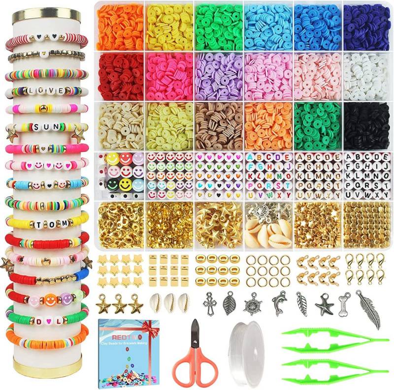 FELIXLEO Ketten und Armband Set Perlen zum Auffädeln Kit 18 Farbe 2mm Perlen Weihnachtsgeschenk (1-tlg) von FELIXLEO