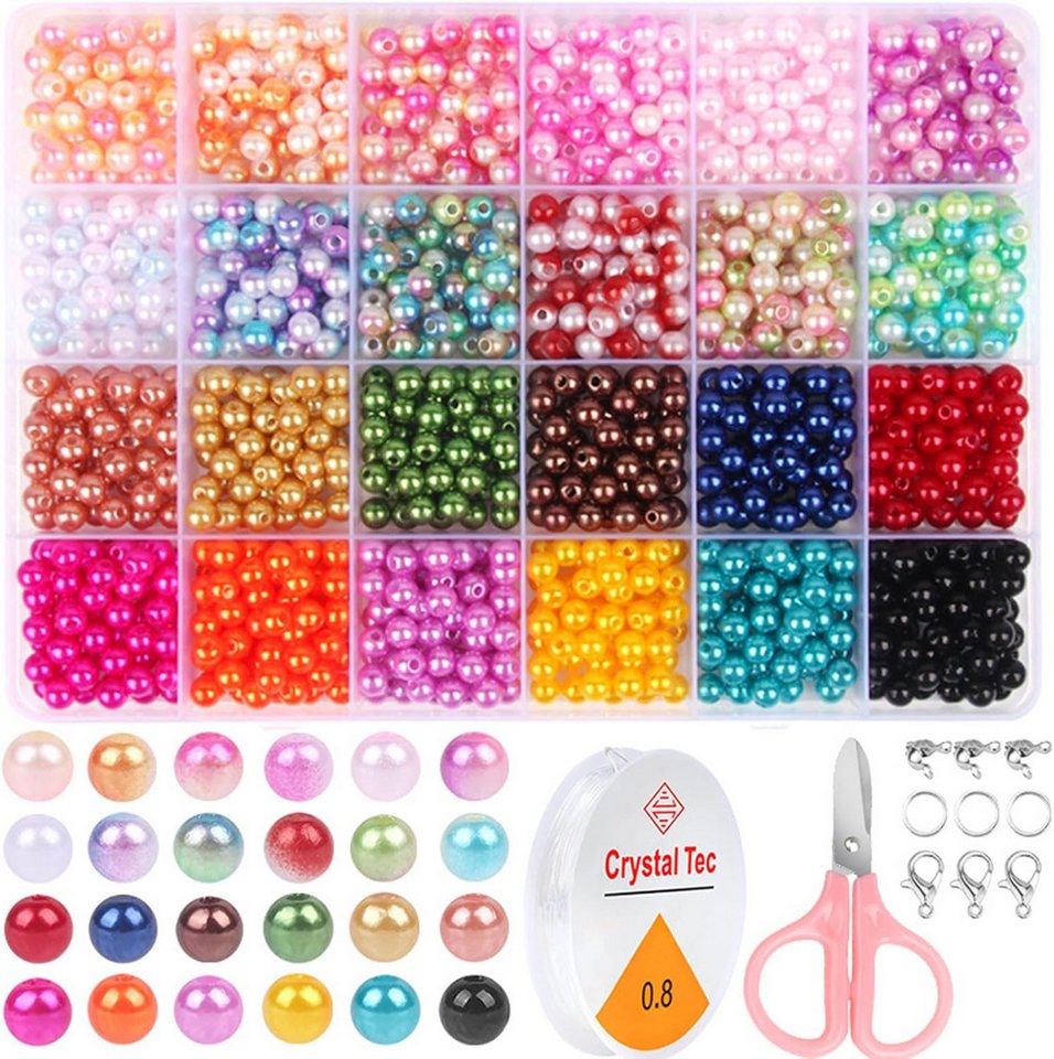 FELIXLEO Ketten und Armband Set Perlen Set 960 Stück 24 Farben Bunt für Armbänder Schmuck DIY (1-tlg) von FELIXLEO