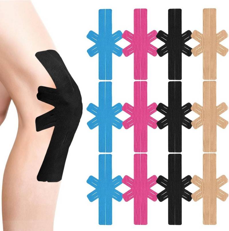 FELIXLEO Kinesiologie-Tape 12 Stück Precut Kinesiotapes für Knie, Wasserfest & Hautfreundlich (1-St) von FELIXLEO