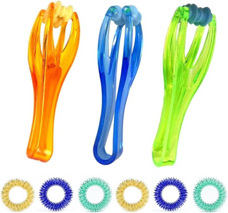 FELIXLEO Massageroller 6er Set Finger Massage Ringe 3 Handmassageroller Stress Durchblutung, 1-tlg. von FELIXLEO