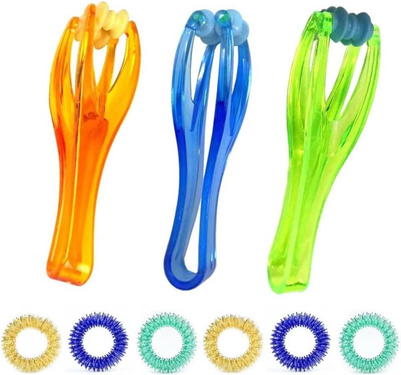 FELIXLEO Massageroller 6er Set Finger Massage Ringe 3 Handmassageroller Stress Durchblutung, 1-tlg. von FELIXLEO