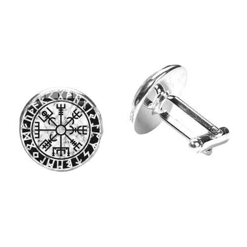 Nordische Wikinger Kompass Runen Herren-Manschettenknöpfe Silberfarbenes Glas Cabochon Hemd Anzug Manschettenknöpfe Ehemann Geschenk Sehr schönes Geschenk, handgefertigter Schlüsselanhänger von FELIXWASH