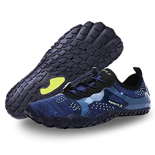 FELOVE Badeschuhe Wasserschuhe Strandschuhe Surfschuhe Barfuß Schuhe,Breathable Schwimmschuhe Hausschuhe Yoga Schuhe für Wassersport für Damen Herren, Schwarz & Blau, L(38/39EU) von FELOVE