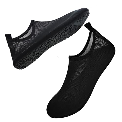 FELOVE Badeschuhe Wasserschuhe Strandschuhe Surfschuhe Barfuß Schuhe,Breathable Schwimmschuhe Hausschuhe Yoga Schuhe für Wassersport für Damen Herren, Schwarz.WN 38/39 von FELOVE
