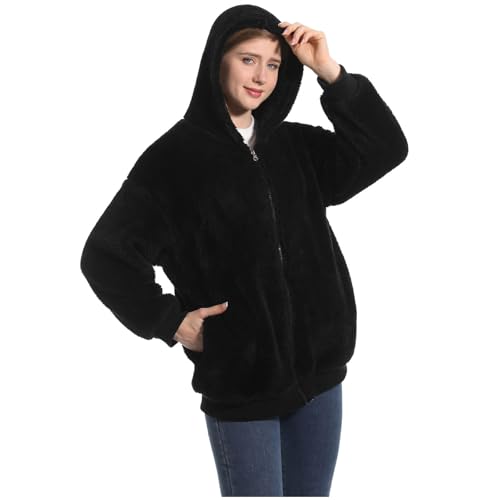 FELOVE Fleece Zip-Up Hoodie Winter Kurzjacke Weiches Polar Fleece gefüttert Gemütlicher Herbst Pullover Warme Freizeitkleidung für Erwachsene, Männer, Frauen, Jugendliche von FELOVE