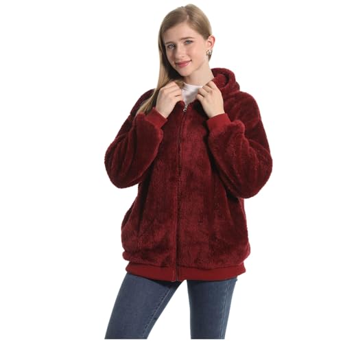 FELOVE Fleece Zip-Up Hoodie Winter Kurzjacke Weiches Polar Fleece gefüttert Gemütlicher Herbst Pullover Warme Freizeitkleidung für Erwachsene, Männer, Frauen, Jugendliche von FELOVE