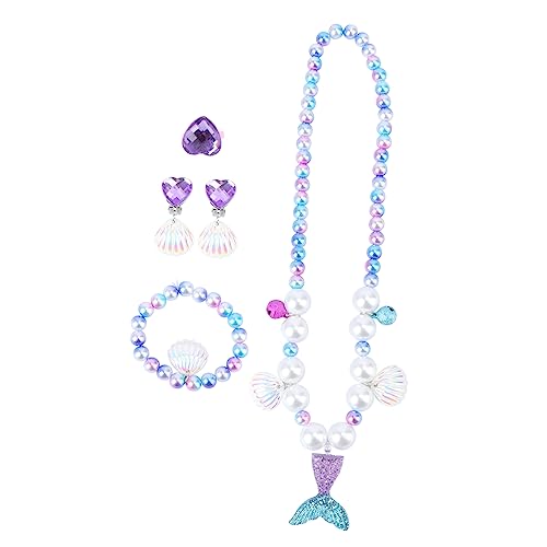 FELTECHELECTR 1Satz Babygeschenk Meerjungfrau Schmuckset Teiliges Halskette Armband Set für Elegantes Design für Partys und Besondere Anlässe von FELTECHELECTR