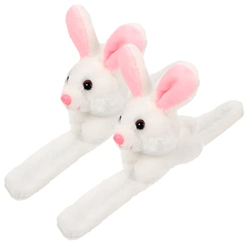 FELTECHELECTR 2 Stück Plüschhase Slap Armband Kindergeburtstag Mitgebsel Flexibles Stofftier Armband Geschenkidee Partybevorzugung für Jungen Mädchen von FELTECHELECTR