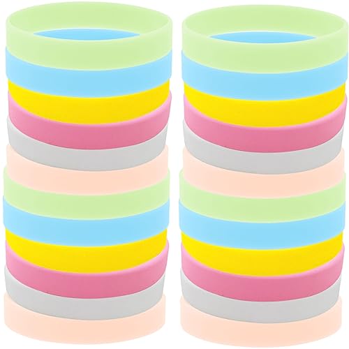 FELTECHELECTR 24 Stück Teiliges Neonfarbenes Silikon Armband Leuchtende Hautfreundliche Partyarmbänder für Erwachsene Vielseitig Einsetzbar für Festivals Geburtstage und Nachtveranstaltungen von FELTECHELECTR