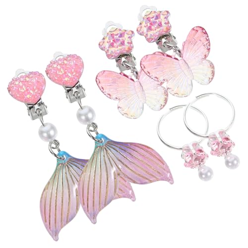FELTECHELECTR 3 Paare Mädchen Ohrclips Bunte Meerjungfrau Ohrklemmen Schmuck Leichte Bequeme Clip Ohrringe ohne Ohrlöcher Party Modisch Vielseitig Kombinierbar von FELTECHELECTR