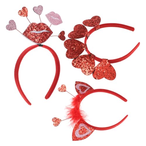 FELTECHELECTR 3-teiliges Pailletten-stirnband in Herzform Für Den Valentinstag Glamouröses Foto-accessoire Für Frauen Und Partys von FELTECHELECTR