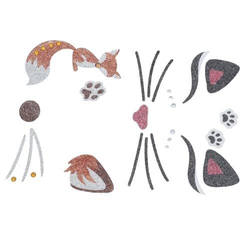 FELTECHELECTR 4stücke Tiergesicht Aufkleber Für Party-make-up Glitzernde Katzen Und Fuchs-dekore Für Gesichtsbemalung Leichte Anwendung Hautfreundlich Für Feiern von FELTECHELECTR