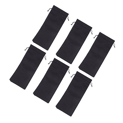 FELTECHELECTR 6 Stück Schwarze Jutebeutel Wiederverwendbare Flaschenverpackung mit Kordelzug für Weinflaschen Geschenkverpackung Atmungsaktive Weintasche Robust und Praktisch von FELTECHELECTR