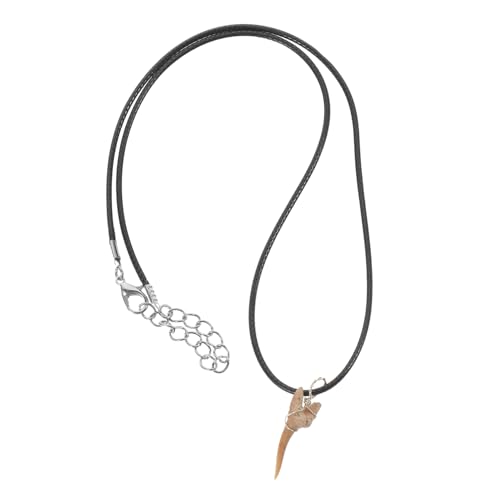 FELTECHELECTR Sharks Tooth Necklace für Herren und Damen Natürliches Kristall Haizahn Anhänger mit Lederband Modisches Leichtes Schmuckstück für Strandliebhaber und Alltag von FELTECHELECTR