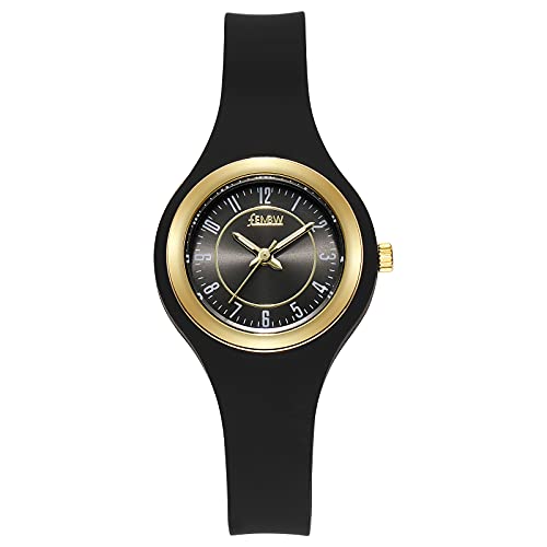 FEMBW Fashion Casual Analog Quarz Armbanduhr für Jugendliche und Erwachsene, Silikon Armband mit Nadelschnalle(schwarz) von FEMBW
