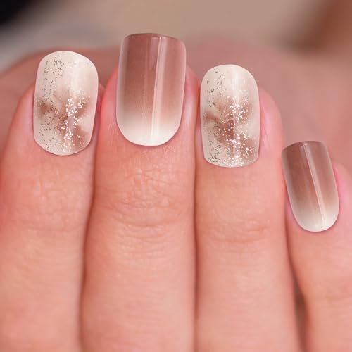 FEMBW Press on Nails Kurze Quadratische, 24 Stück Künstliche Fingernägel zum Aufkleben – Nägel Set mit Rötlichbraun und Glitzer, Full Cover Fake Nails für Frauen FEMBW Press on Nails Kurze Quadratische, 24 Stück Künstliche Fingernägel zum Aufkleben – Nägel Set mit Rötlichbraun und Glitzer, Full Cover Fake Nails für Frauen von FEMBW