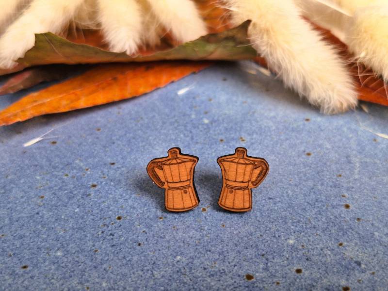 Holzohrstecker Espressokocher Ohrstecker Aus Echtholz Handgemachter Schmuck Geschenk Für Sie Holzohrringe Ohrringe Holz Feme von FEMELaserstudio