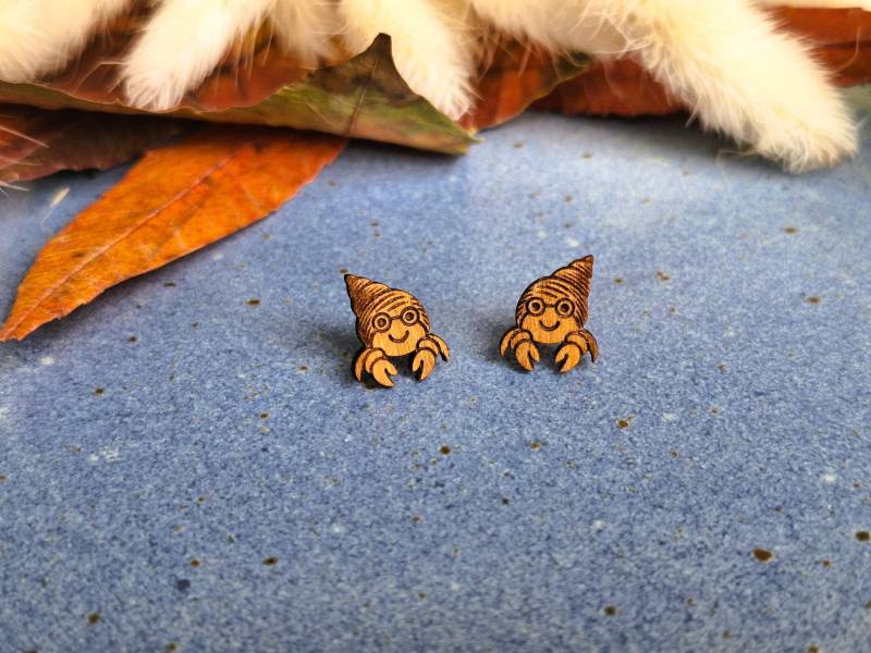 Holzohrstecker Krebs Ohrstecker Aus Echtholz Handgemachter Schmuck Geschenk Für Sie Holzohrringe Ohrringe Holz Feme Laserstudio von FEMELaserstudio