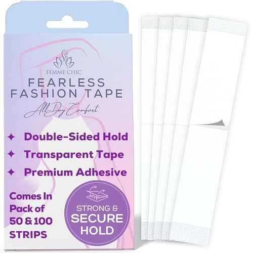 Ultra-Hold Fearless Fashion Tape – Hautsicher & Stofffreundlich – Doppelseitiges Klebeband für Kleidung – Vertrauen in jedes Outfit mit unserem Body Tape – Kein Rutschen, keine Sorgen – 50 Stück Ultra-Hold Fearless Fashion Tape – Hautsicher & Stofffreundlich – Doppelseitiges Klebeband für Kleidung – Vertrauen in jedes Outfit mit unserem Body Tape – Kein Rutschen, keine Sorgen – 50 Stück von FEMME CHIC