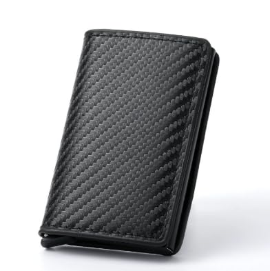 FEMONGY Geldbörse Herren, Kartenetui mit RFID-Schutz, Wallets for Men, Slim Wallet mit Geldscheinfach, Pop-up-Kartenhalter, Kohlefaser-Textur, Schwarz von FEMONGY