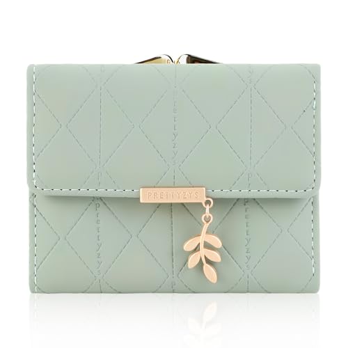 FEMONGY Portemonnaie Damen klein, Kleines Portemonnaie Damen, Separates Münzfach auf der Rückseite, Mehrere Fächer, Grün von FEMONGY