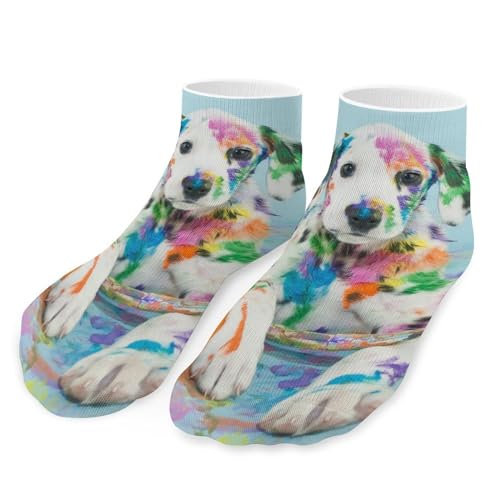 FENAC Dalmatiner Hund Kurzsocken Sportsocken Sneaker Socken Laufsocken Für Herren Damen 5 Paar von FENAC