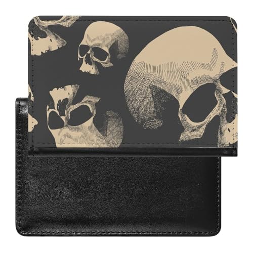 FENAC Reisepass Hülle Retro-Totenkopf Passhülle Reisepassetui Reisezubehör Passport Holder Für Damen Herren von FENAC