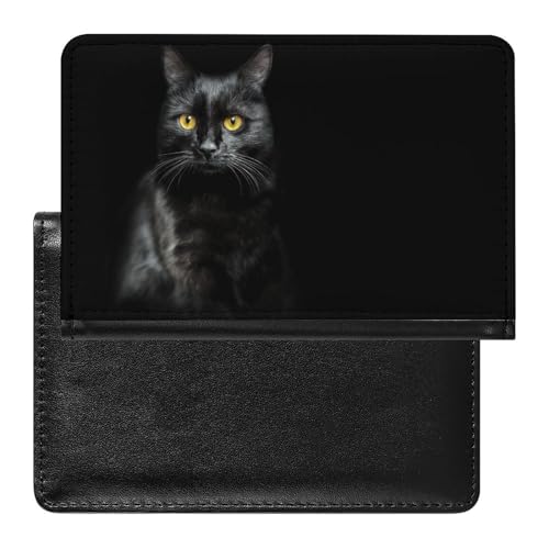 FENAC Reisepass Hülle Schwarze Katze Passhülle Reisepassetui Reisezubehör Passport Holder Für Damen Herren von FENAC