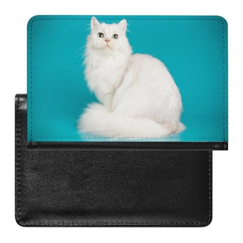 FENAC Reisepass Hülle Weiße Katze Niedlich Passhülle Reisepassetui Reisezubehör Passport Holder Für Damen Herren von FENAC