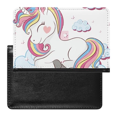 FENAC Reisepass Hülle Weiße Wolke Einhorn Passhülle Reisepassetui Reisezubehör Passport Holder Für Damen Herren von FENAC