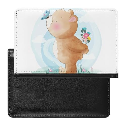 FENAC Reisepasshülle Bär Schmetterling Reisepass Tasche Reise Gadget Impfpass Hülle Für Damen Herren von FENAC