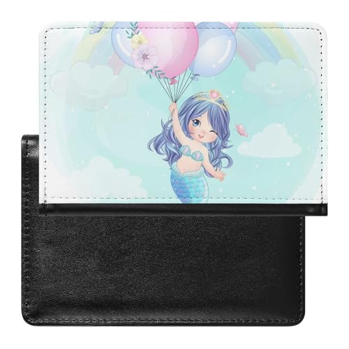 FENAC Reisepasshülle Ballon Meerjungfrau Reisepass Schutzhülle Geldbörsen Für Kreditkarten Ausweis Reisedokumente von FENAC