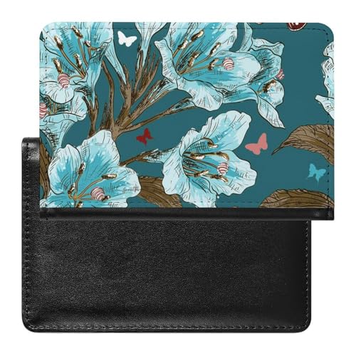FENAC Reisepasshülle Blaue Blume Reisepass Tasche Reise Gadget Impfpass Hülle Für Damen Herren von FENAC