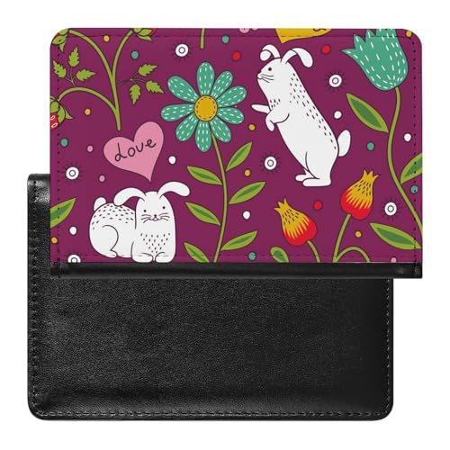 FENAC Reisepasshülle Blumen Kaninchen Reisepass Schutzhülle Geldbörsen Für Kreditkarten Ausweis Reisedokumente von FENAC