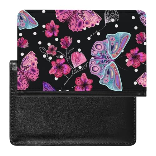 FENAC Reisepasshülle Blumen Schmetterlinge Reisepass Schutzhülle Geldbörsen Für Kreditkarten Ausweis Reisedokumente von FENAC