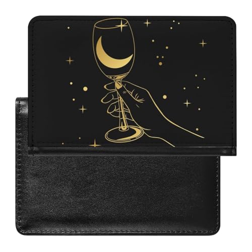 FENAC Reisepasshülle Goldener Mondkelch Reisepass Schutzhülle Geldbörsen Für Kreditkarten Ausweis Reisedokumente von FENAC