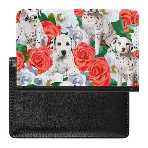 FENAC Reisepasshülle Hund Und Rose Reisepass Schutzhülle Geldbörsen Für Kreditkarten Ausweis Reisedokumente von FENAC