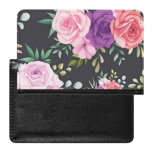 FENAC Reisepasshülle Lila Rosa Blume Reisepass Schutzhülle Geldbörsen Für Kreditkarten Ausweis Reisedokumente von FENAC