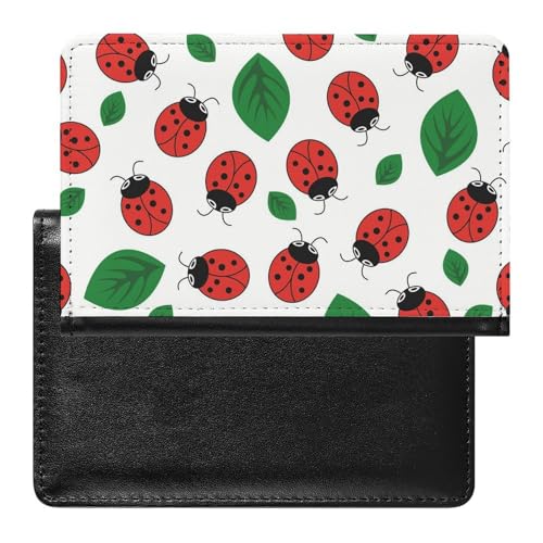 FENAC Reisepasshülle Marienkäfer Auf Blatt Reisepass Tasche Reise Gadget Impfpass Hülle Für Damen Herren von FENAC