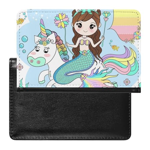 FENAC Reisepasshülle Meerjungfrau Einhorn Reisepass Tasche Reise Gadget Impfpass Hülle Für Damen Herren von FENAC