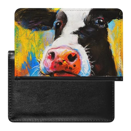 FENAC Reisepasshülle Ölgemälde Kuh Reisepass Schutzhülle Geldbörsen Für Kreditkarten Ausweis Reisedokumente von FENAC