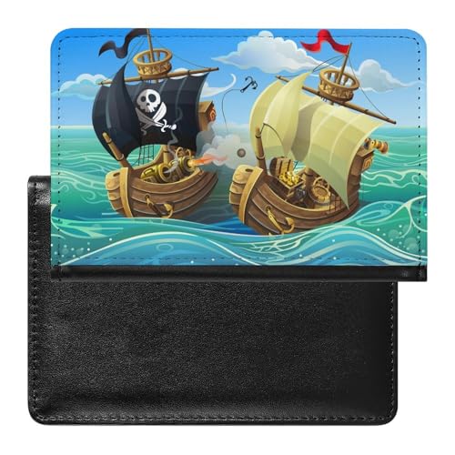 FENAC Reisepasshülle Piratenschiff Reisepass Schutzhülle Geldbörsen Für Kreditkarten Ausweis Reisedokumente von FENAC