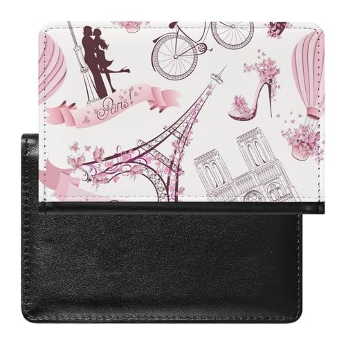 FENAC Reisepasshülle Rosa Paris Reisepass Schutzhülle Geldbörsen Für Kreditkarten Ausweis Reisedokumente von FENAC