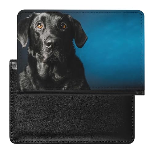FENAC Reisepasshülle Schwarzer Labrador Hund Reisepass Schutzhülle Geldbörsen Für Kreditkarten Ausweis Reisedokumente von FENAC