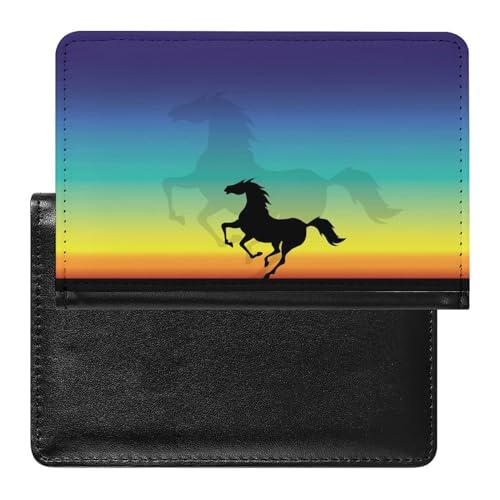 FENAC Reisepasshülle Schwarzes Pferd Reisepass Tasche Reise Gadget Impfpass Hülle Für Damen Herren von FENAC