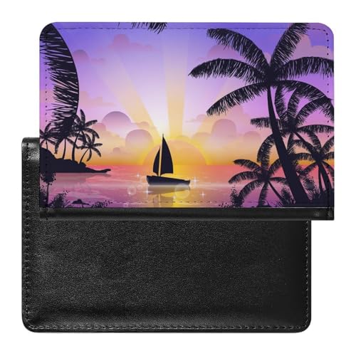 FENAC Reisepasshülle Sonnenuntergang Boot Reisepass Tasche Reise Gadget Impfpass Hülle Für Damen Herren von FENAC
